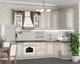 Кухонный гарнитур Анжелика - 2 (ясень) Бител исполнение в размере 260х152 см общий вид в интерьере