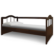 Кровать детская Диана 2 ВМК-Шале расцветка каштан общий вид с постелью