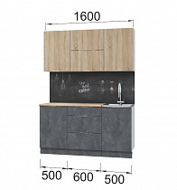 Кухня Асти. Готовый комплект 1,6 м, дуб сонома в интернет-портале Алеана-Мебель