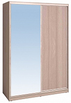 Шкаф-купе 1600 Домашний зеркало/лдсп + шлегель, Ясень шимо светлый в интернет-портале Алеана-Мебель