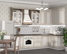 Кухонный гарнитур Анжелика - 2 (ясень) Бител исполнение в размере 280х152 см общий вид в интерьере