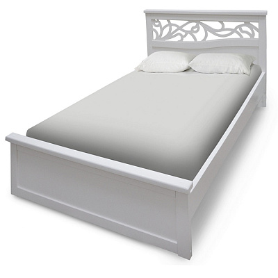 Кровать Майя ВМК-Шале цвет белый в заправленном состоянии общий вид
