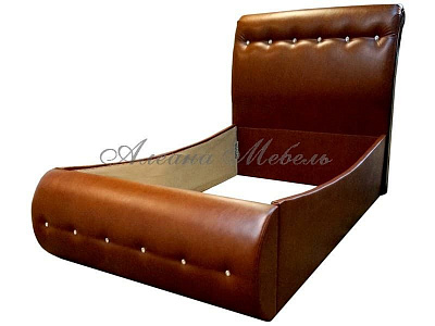 Кровать с мягким изголовьем Гретта Шале коричневая кожа общий план