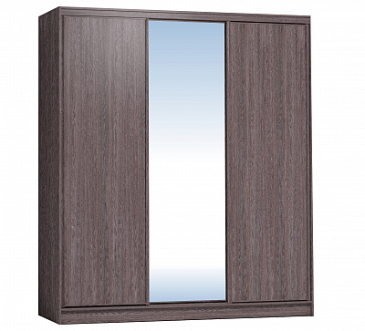 Шкаф-купе 2000 Домашний двери зеркало/лдсп + шлегель темный в интернет-портале Алеана-Мебель