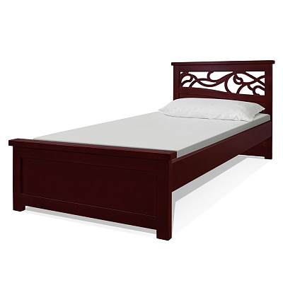 Кровать Майя ВМК-Шале в цвете красное дерево общий ракурс с постелью