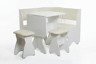 Обеденная группа Тюльпан-мини Бител расцветка белая цвет обивки кожзам крем стол сложенный общий вид