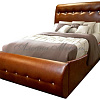 Кровать с мягким изголовьем Гретта Шале коричневая кожа с матрасом