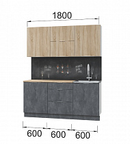 Кухня Асти. Готовый комплект 1,8 м, дуб сонома в интернет-портале Алеана-Мебель