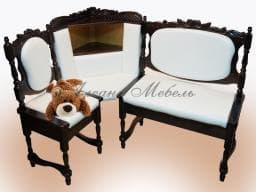 Кухонный угловой диван из массива  Картрайд с художественной резьбой в интернет-портале Алеана-Мебель