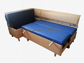 Кухонный уголок Поликс со спальным местом PLT  бежевый+синий с разобранным спальным местом