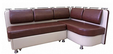 Кухонный угловой диван Метро PLT белый+коричневый