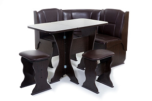 Обеденная группа Нарцисс Бител расцветка венге цвет обивки кожзам умбер стол разложен общий вид