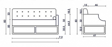 Кухонный диван Оксфорд Лофт с подлокотником Седьмая карета схема с размерами