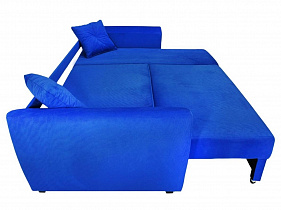 Угловой диван Амстердам велюр синий Фотодиван в разложенном виде