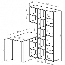 Стол со стеллажом Феликс 16 ВМФ схема чертеж