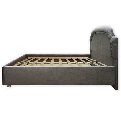 Кровать с мягким изголовьем Элис ВМК-Шале обивка серый велюр вид изделия сбоку