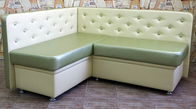 Кухонный угловой диван Престиж PLT (светло-зеленый+бежевый искусственная кожа))
