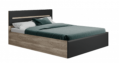 Кровать с реечным настилом Наоми КР-11 160х200, дуб каньон/графит в интернет-портале Алеана-Мебель