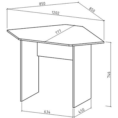 Стол письменный угловой Лайт ВМФ схема