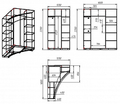 Угловой радиусный шкаф-купе Мебелайн 17 схема