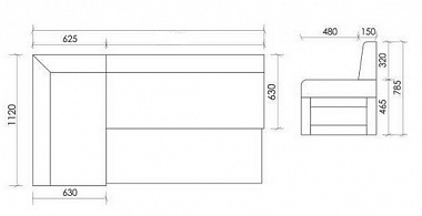Кухонный угловой диван Нойс Седьмая карета схема с размерами