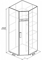 Шкаф угловой 1. Фасад Палисандр (левый) Hyper Глазов схема