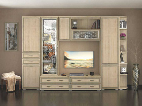 Шкаф комбинированный с зеркалом Ливорно ЛШ-9, Сонома в интерьере