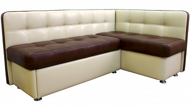Кухонный угловой диван Квадро PLT коричневый + бежевый