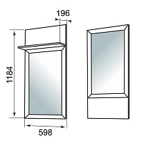 Зеркало настенное с полкой Брайтон 21 Ижмебель схема чертеж с размерами