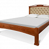 Мягкая кровать Мира ВМК-Шале цвет груша + бежевая кожа