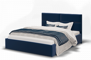 Кровать Сити 1600 велюр Энигма синий, без основания в интернет-портале Алеана-Мебель