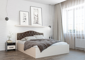 Кровать с настилом ЛДСП Дели 160х200, дуб молочный/шоколад в интернет-портале Алеана-Мебель