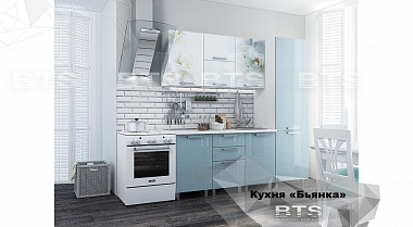 Кухня 2,1м Бьянка (голубые блестки/фотопечать) в интернет-портале Алеана-Мебель