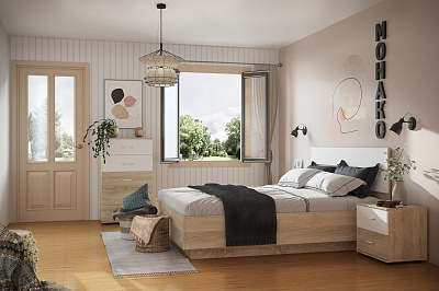 Спальня Монако (комплект 3), дуб сонома в интернет-портале Алеана-Мебель