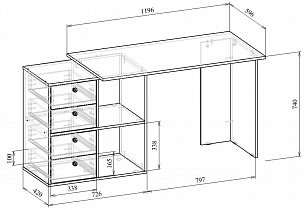 Стол письменный Прайм 46 Мастер схема