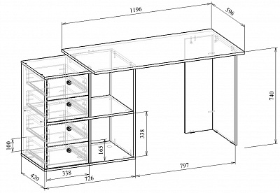 Стол письменный Прайм 46 Мастер схема