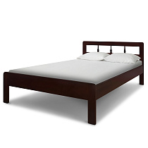 Кровать Икея ВМК-Шале цвет красное дерево общий вид с постелью