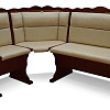Кухонный угловой диван из массива Шерлок с обивкой ВМК-Шале цвет махагон