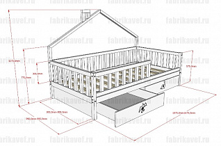 Детская кроватка домик БК-12 ВЭФ схема чертеж с размерами