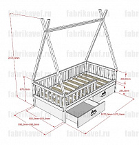 Детская кроватка домик БК-16 ВЭФ схема чертеж с размерами
