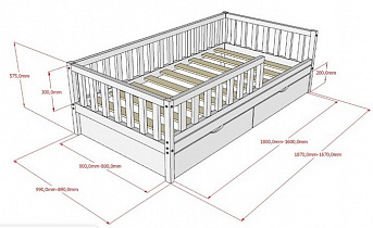 Детская кроватка БК-10 ВЭФ схема чертеж с размерами