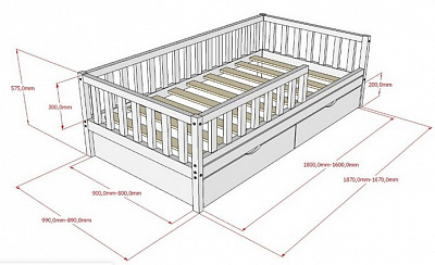 Детская кроватка БК-10 ВЭФ схема чертеж с размерами