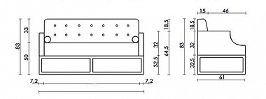 Кухонный диван Лофт прямой Седьмая карета схема с размерами