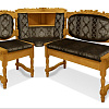 Кухонный угловой диван из массива  Картрайд с художественной резьбой ВМК-Шале цвет: персия, ольха