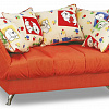 Детский диван Малика оранжевый + подушки собачки
