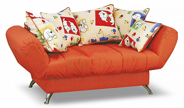 Детский диван Малика оранжевый + подушки собачки
