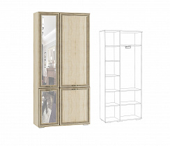 Шкаф комбинированный с зеркалом Ливорно ЛШ-9, Сонома в интернет-портале Алеана-Мебель