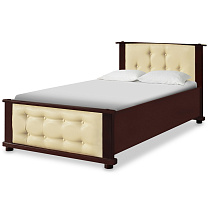 Кровать Милана с кожей ВМК-Шале цвет клен общий вид с постелью