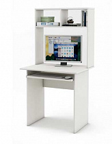 Компьютерный стол Лайт - 1К с надстройкой ВМФ белый