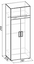 Шкаф для одежды 1 Hyper (Фасад Венге) Глазов схема